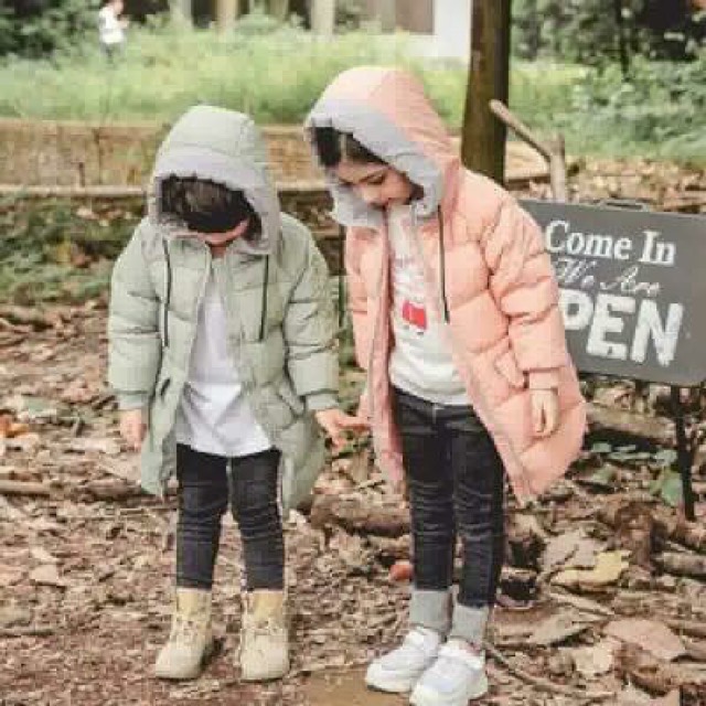 Áo phao lông vũ dáng dài bé trai bé gái size 110