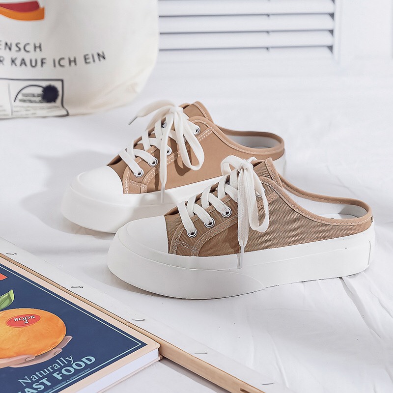 ( 3 MÀU ) Giày sục nữ vải trơn basic kiểu dáng trẻ trung hot trend