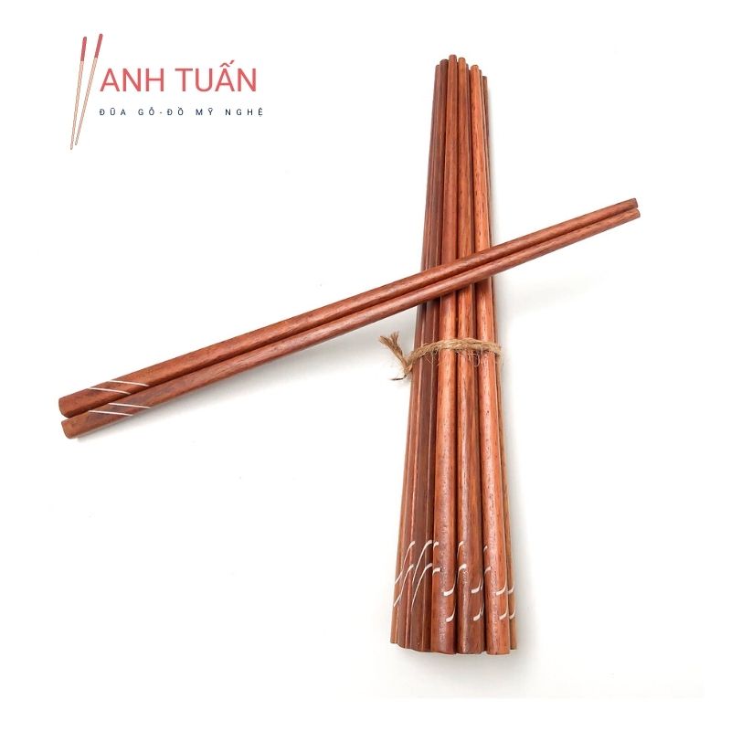 [Giá sỉ] Bộ 30 đôi đũa KHẢM đũa gỗ ăn cơm cao cấp đũa gỗ CẨM HỒNG, đũa đẹp tự nhiên không hoá chất, không cong vênh, chống mốc, kháng khuẩn
