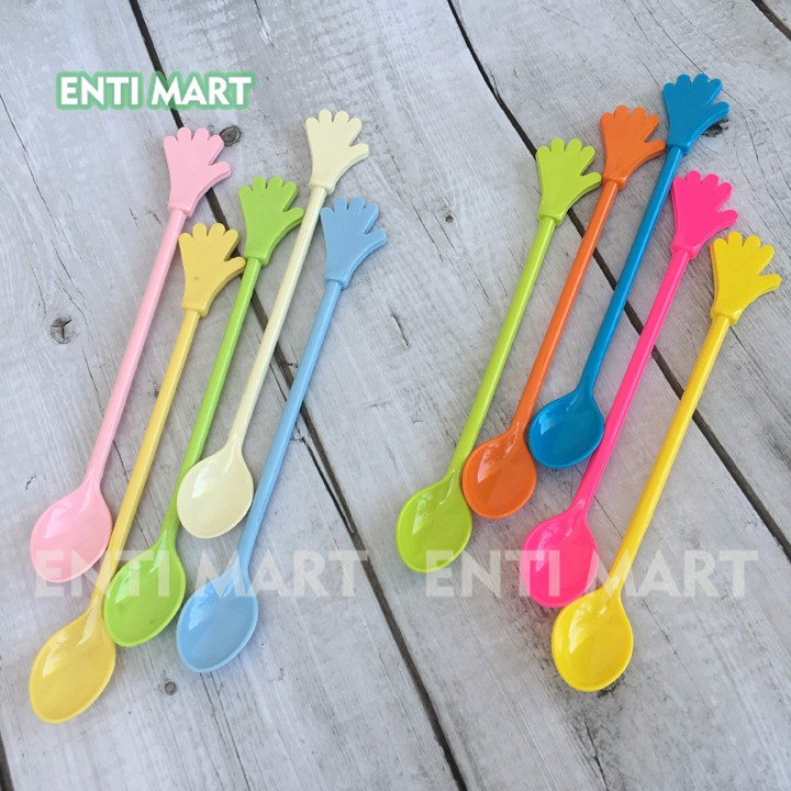 5 Muỗng café muỗng sinh tố thìa cafe dài 20cm hình bàn tay sắc màu , chất lượng đảm bảo an toàn đến sức khỏe người sử dụng, cam kết hàng đúng mô tả