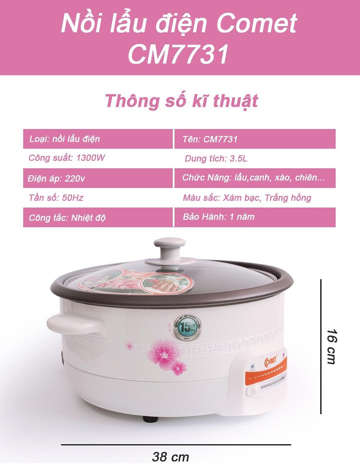 NỒI LẨU ĐIỆN 3.5 LÍT COMET CM7731