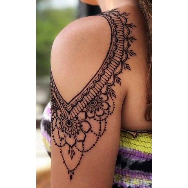 Mực henna Ấn Độ chính hãng( tặng 6 khuôn xăm)