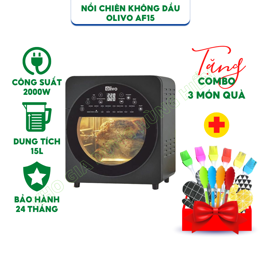 [Giảm 8%] Nồi Chiên Không Dầu Olivo Af15 Dung Tích 15L Thương Hiệu Mỹ - Hàng Chính Hãng