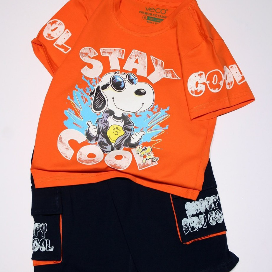 Veco. Bộ bé trai Stay đỏ/cam