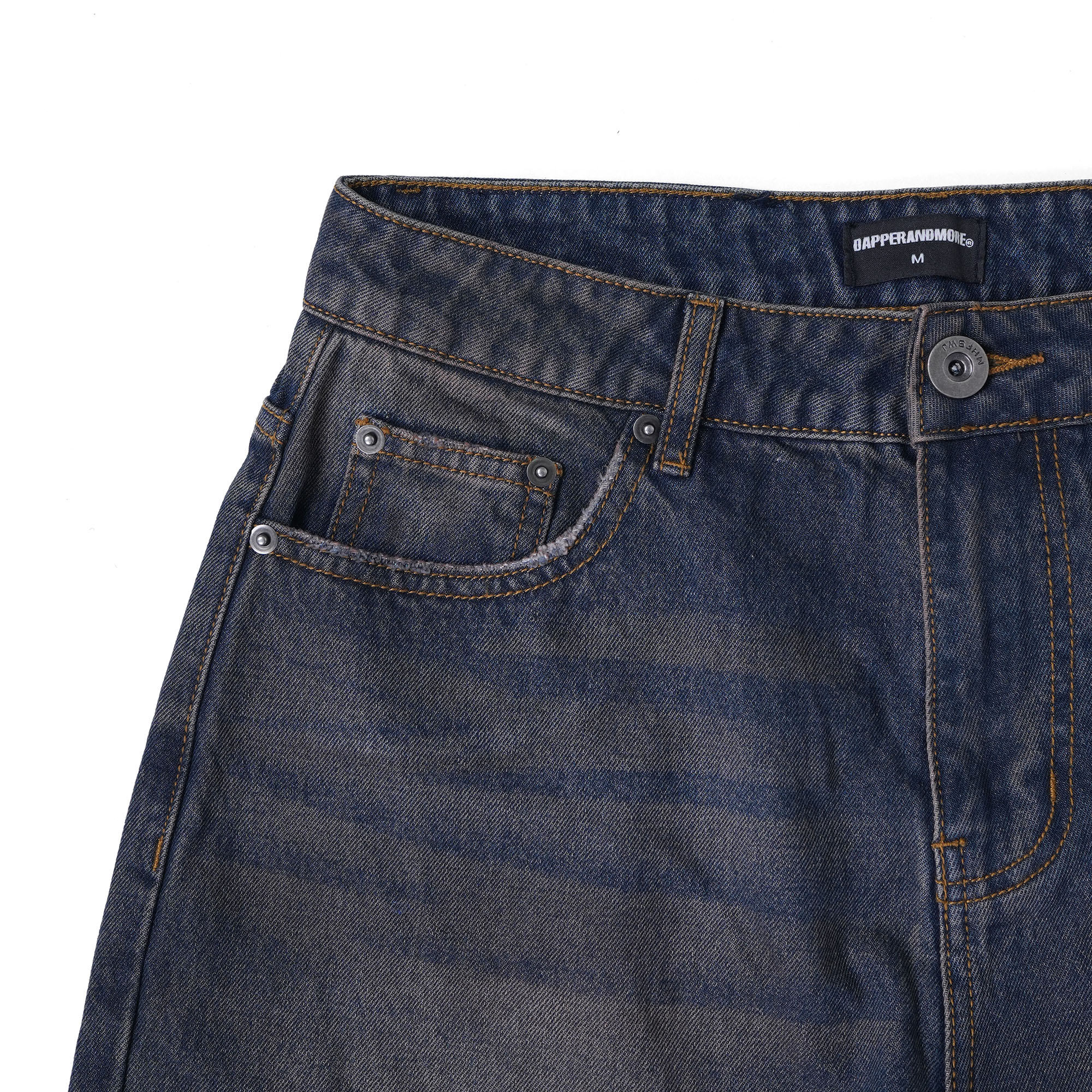 Quần Short Jeans DAPPERANDMORE Washed Denim Form Lửng - Xanh Đậm