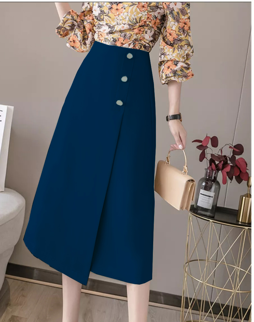 Chân Váy Dài Chữ A Phối Nút Stella ❣️[Giá gốc tận xưởng]