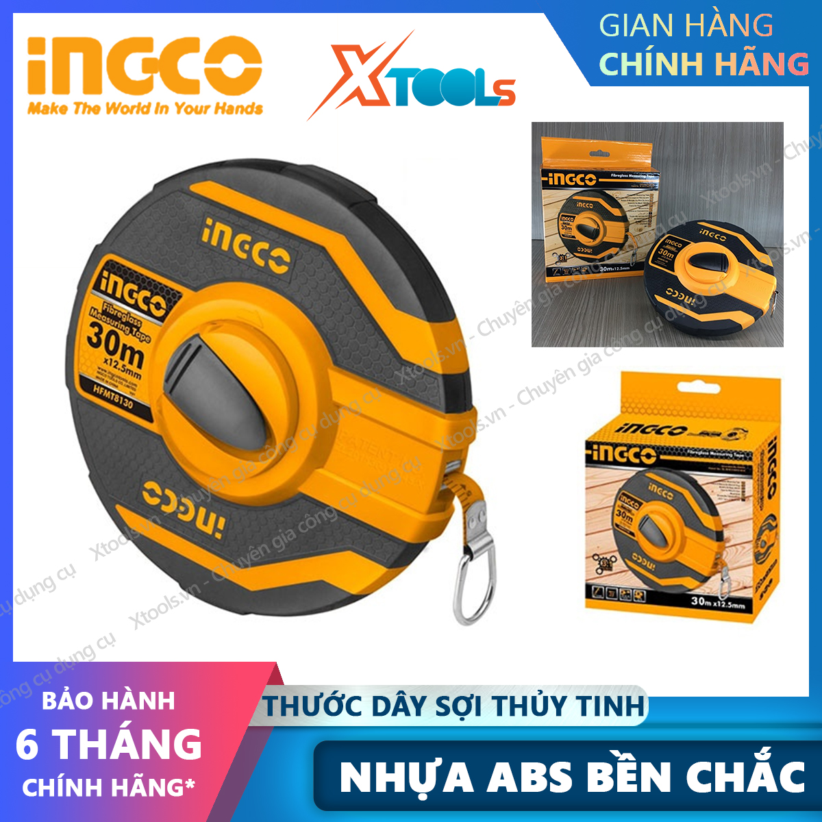 Measuring tape roll fiberglass ingco 20-30mx12.5mm, size roll multi-purpose plastic abs coated rubber super durable, speed rapid rolling [XTools] [xsafe]