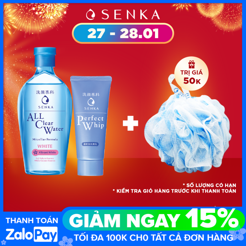 Bộ sản phẩm Nước Tẩy Trang Senka Micellar Trắng Da 230ml Sữa Rửa Mặt Tạo Bọt Senka Perfect Whip 50g giá rẻ