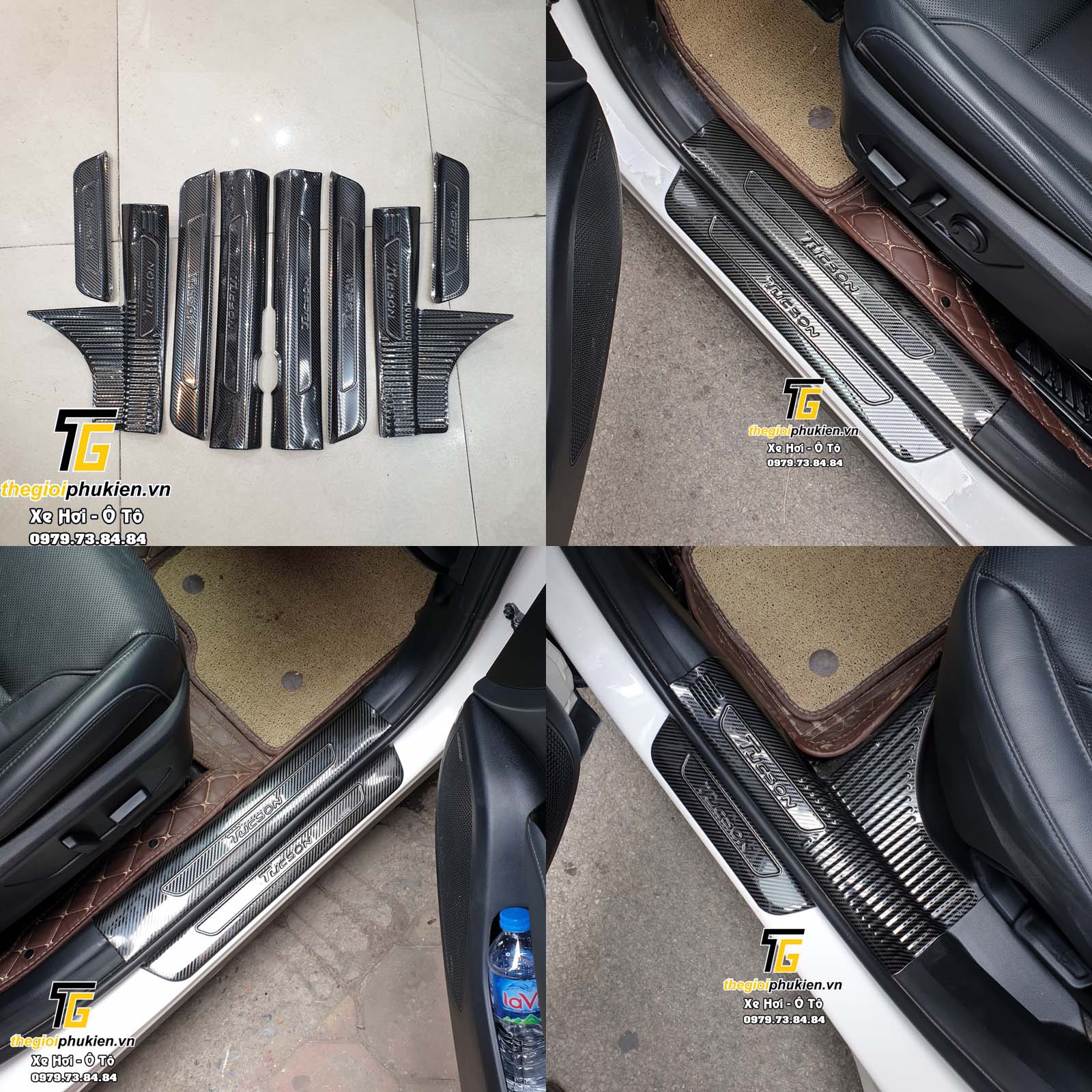 Bộ Ốp bậc cửa, Nẹp bước chân Hyundai Tucson 2022 vân Carbon