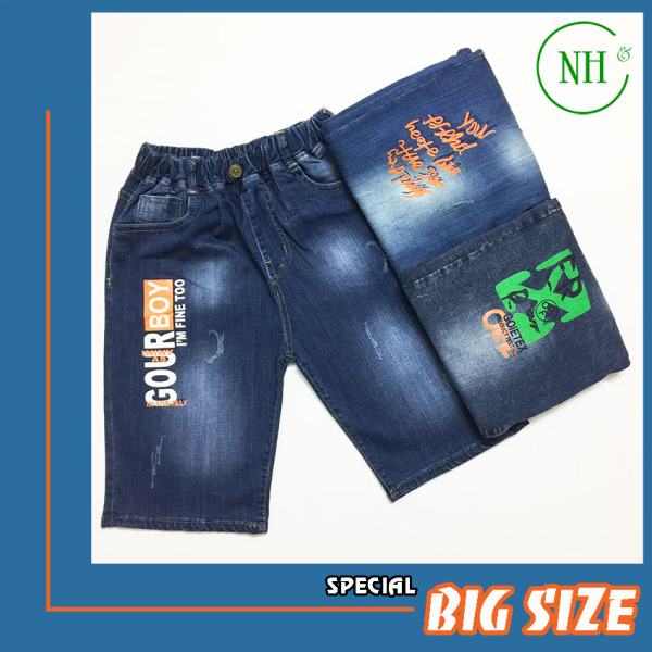 Nơi bán Quần short cho bé trai SIZE ĐẠI từ 35kg đến gần 70kg, quần short jean co giãn lưng thun - NH Shop
