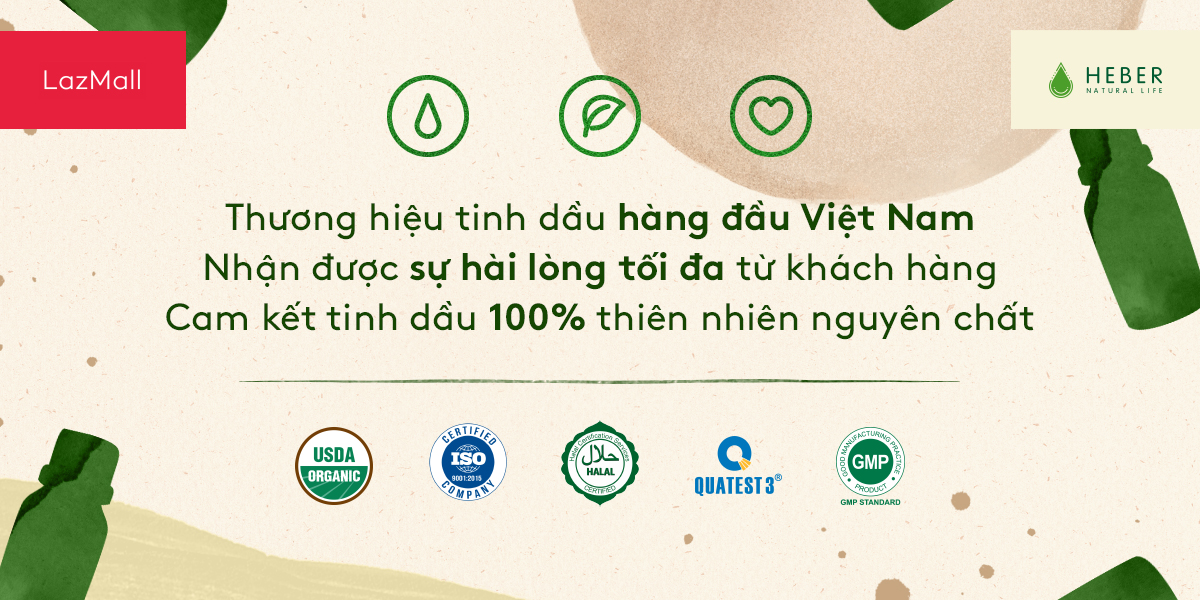 Set 3 Tinh Dầu Heber Natural Life Bán Chạy , Sả Chanh - Bạc Hà - Oải Hương, 100% Thiên Nhiên Nguyên Chất Xông Thơm Phòng