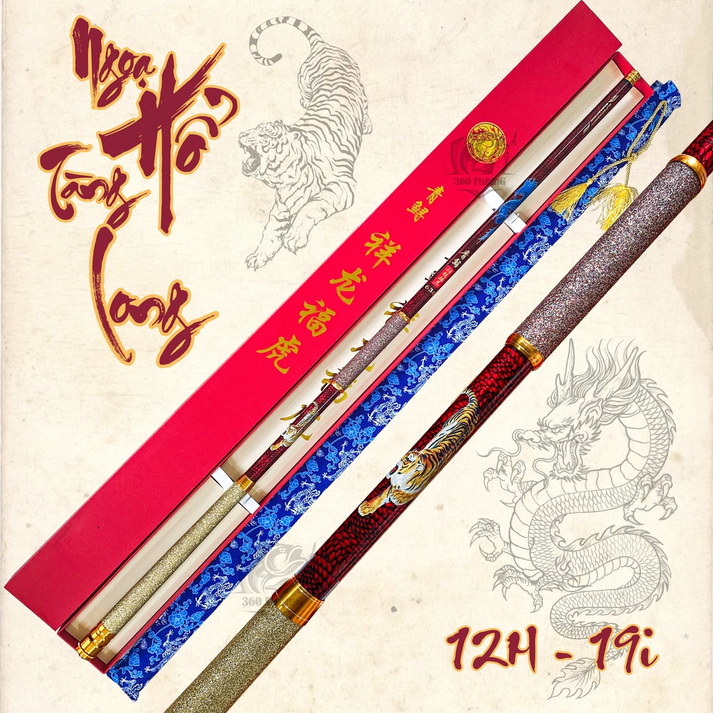 Cần câu đơn cần câu đài săn hàng ngoạ hổ tàng long 12h-19i cần câu tay carbon , ngọn 1,6ly ngọn được gia cố epoxy