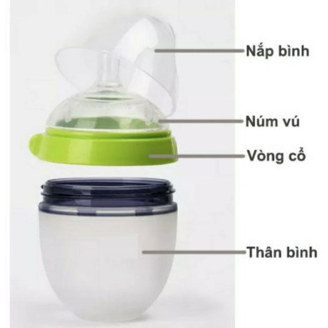 [⚡Tách lẻ] Nắp - Cổ - Thân - Núm ti bình sữa Comotomo Mỹ 150ml/250ml