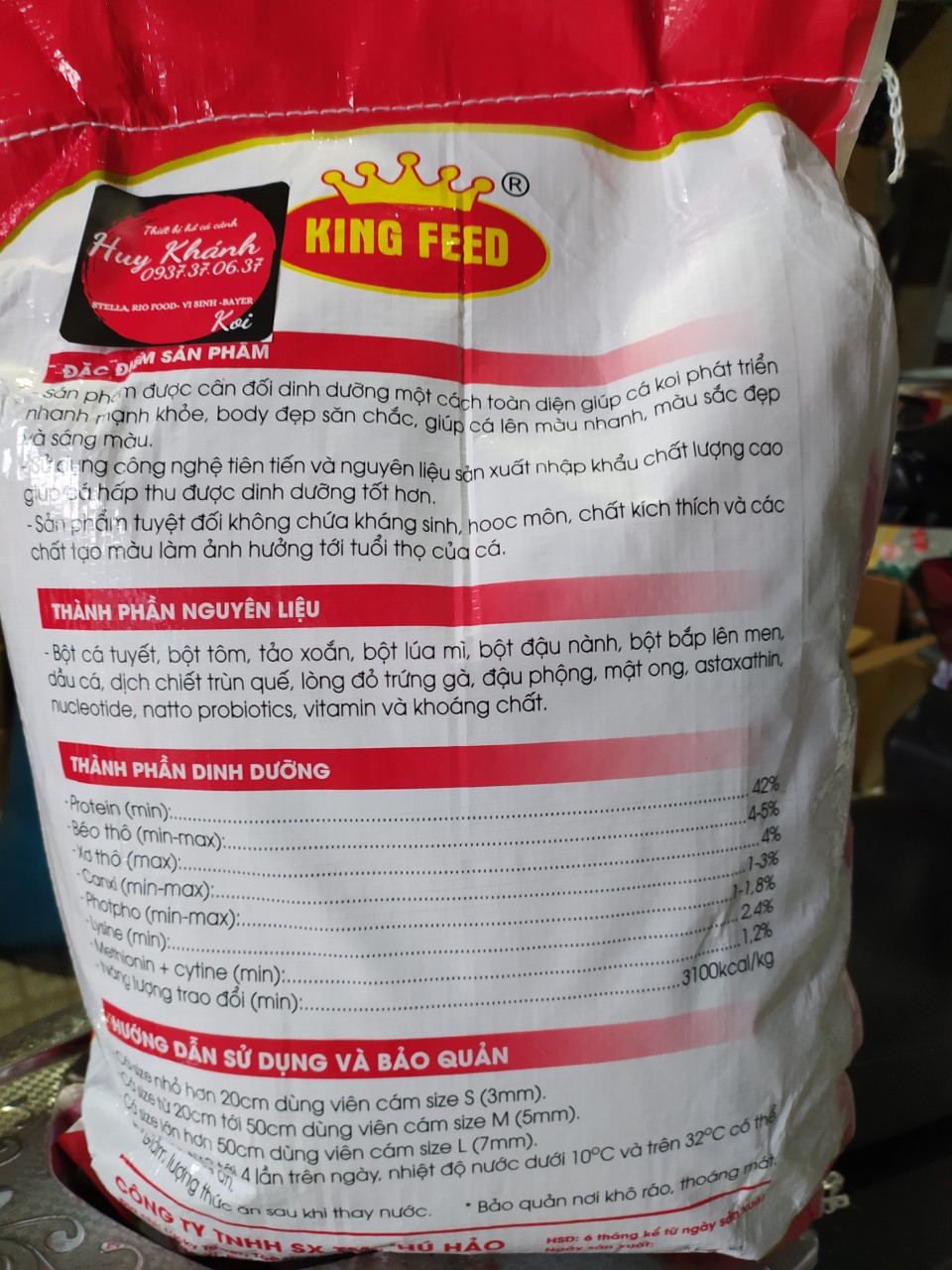 Cám cá Koi tăng trưởng King Feed-42%đạm (5kg)