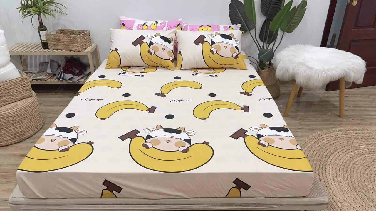 Set Ga Gối Mẫu Bò Sữa Chuối Mã P53