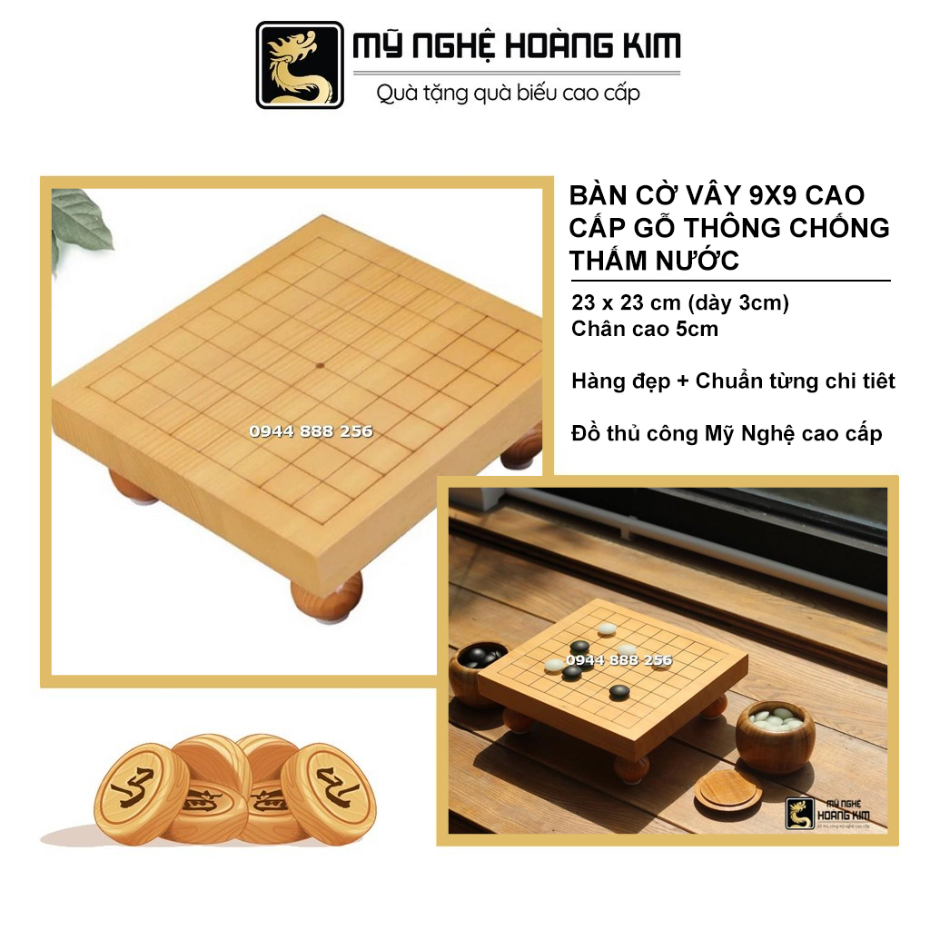 [FREESHIP] Bàn Cờ Vây 9x9 Cao Cấp HK32 Gỗ Thông Chống Thấm Nước, Thân Thiện Với Môi Trường, Đường Kẻ Khắc Laser Tinh Xảo - Mỹ Nghệ Hoàn Kim