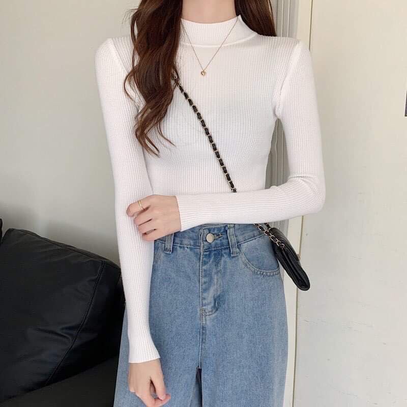 Áo len tăm trơn cổ ba phân DH12
