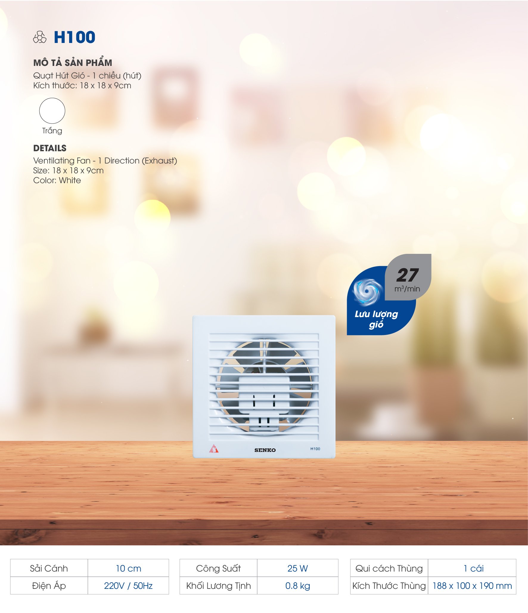 [HCM]Quạt hút Senko H100