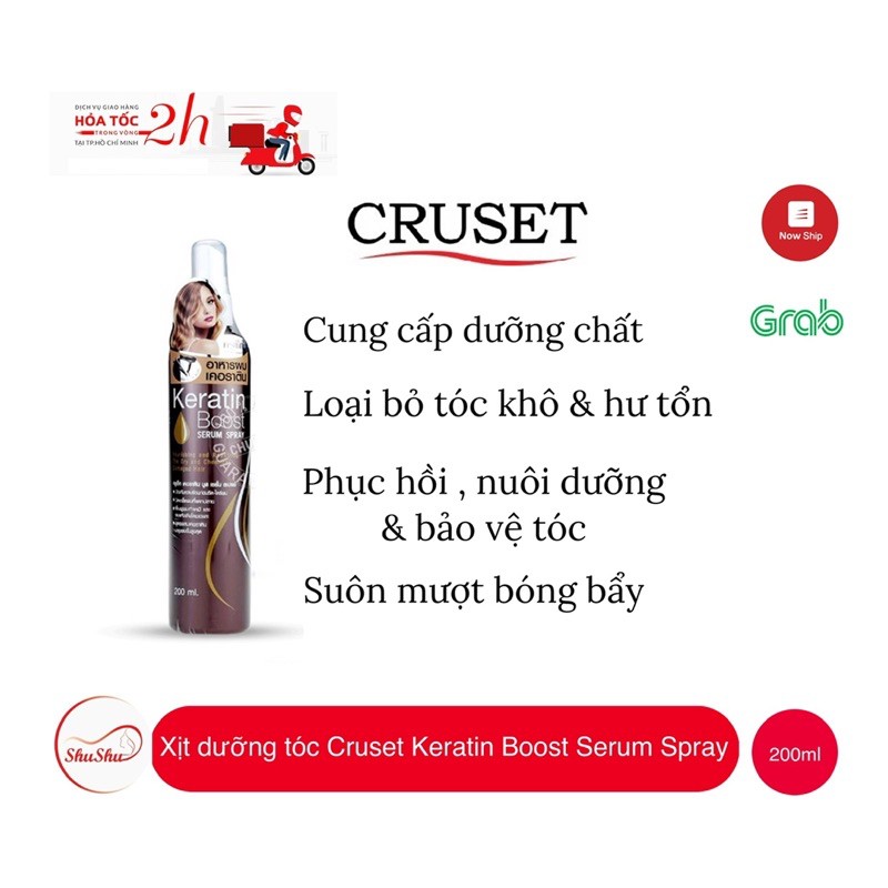 Xịt dưỡng tóc Cruset Keratin Serum Spray boots Thái Lan 200ml