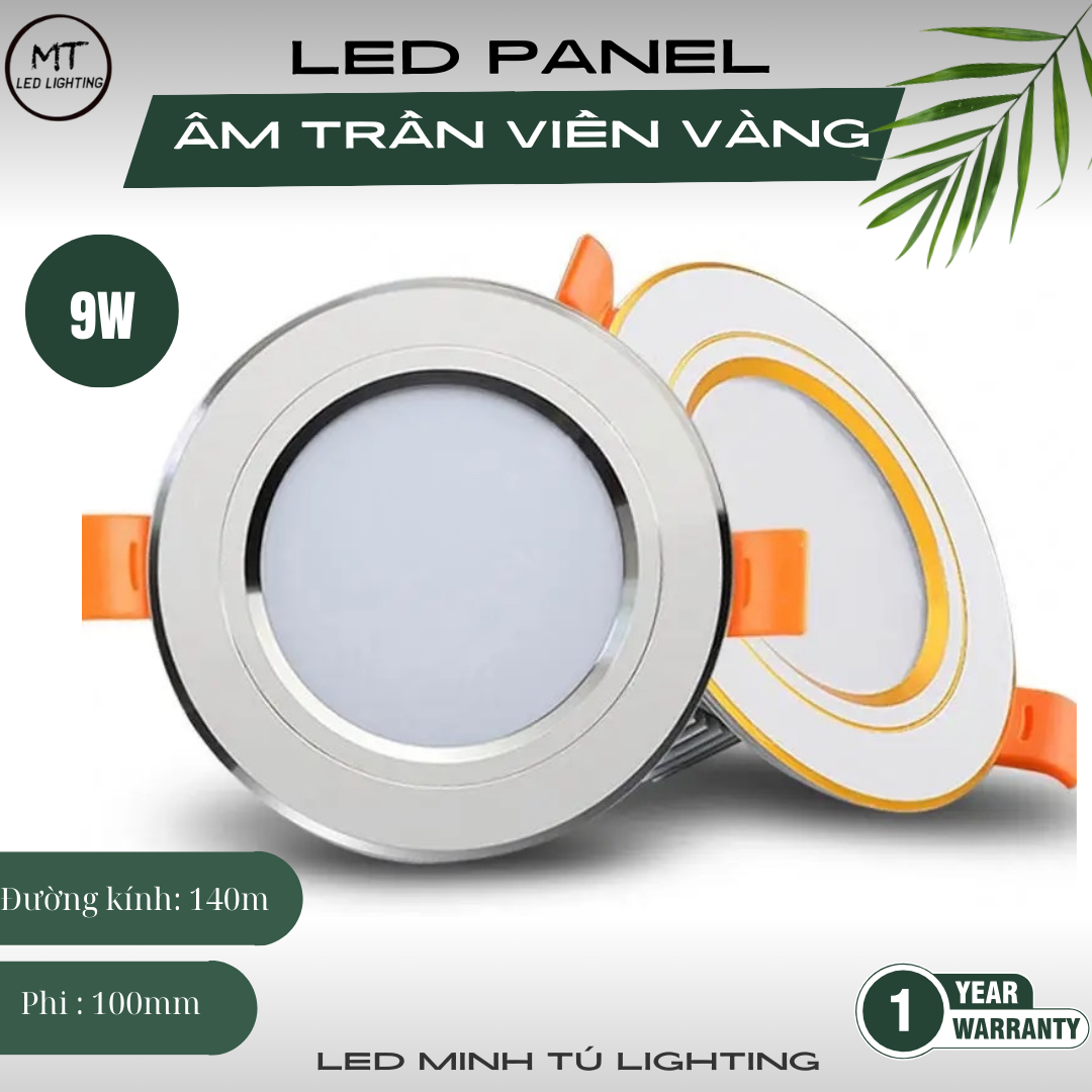 Đèn Âm Trần 9W, 3 Chế Độ/ Viền Vàng/Viền Bạc