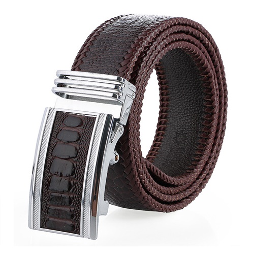 Brown assorted ostrich leather men's belt