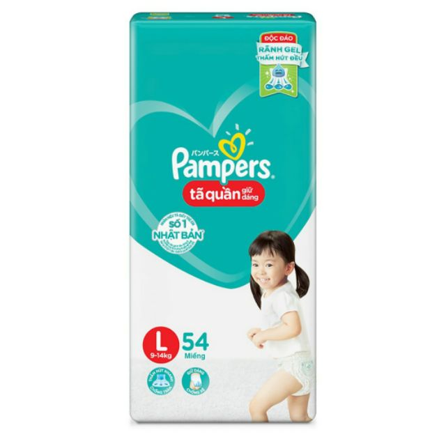 Tã Quần Pampers Giữ Dáng Mới Gói Đại L54 (size L - 54 miếng)