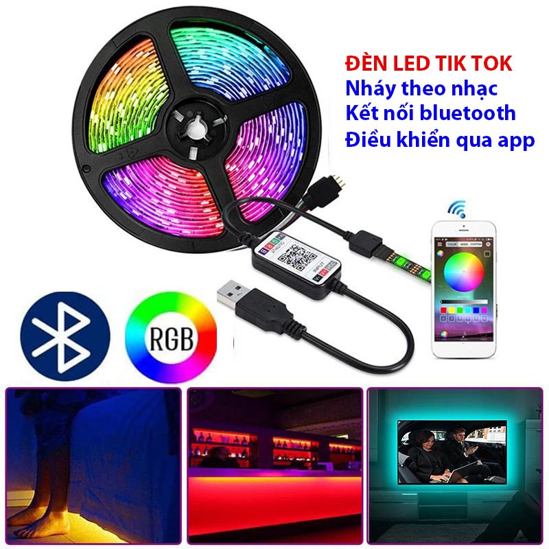 Đèn led dây 5m đổi nhiều màu nháy theo nhạc, led dây dán 5m silicon 5050 RGB chống nước ip 65 có remote điều khiển 44 phím cảm biến âm thanh, Dải đèn led 7 màu cảm ứng nhạc, đèn led RGB nháy theo nhạc, đèn nháy nhiều màu