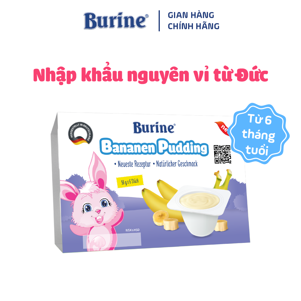 combo 4 vỉ pudding ăn dặm burine vị chuối dành cho trẻ từ 6 tháng tuổi 2