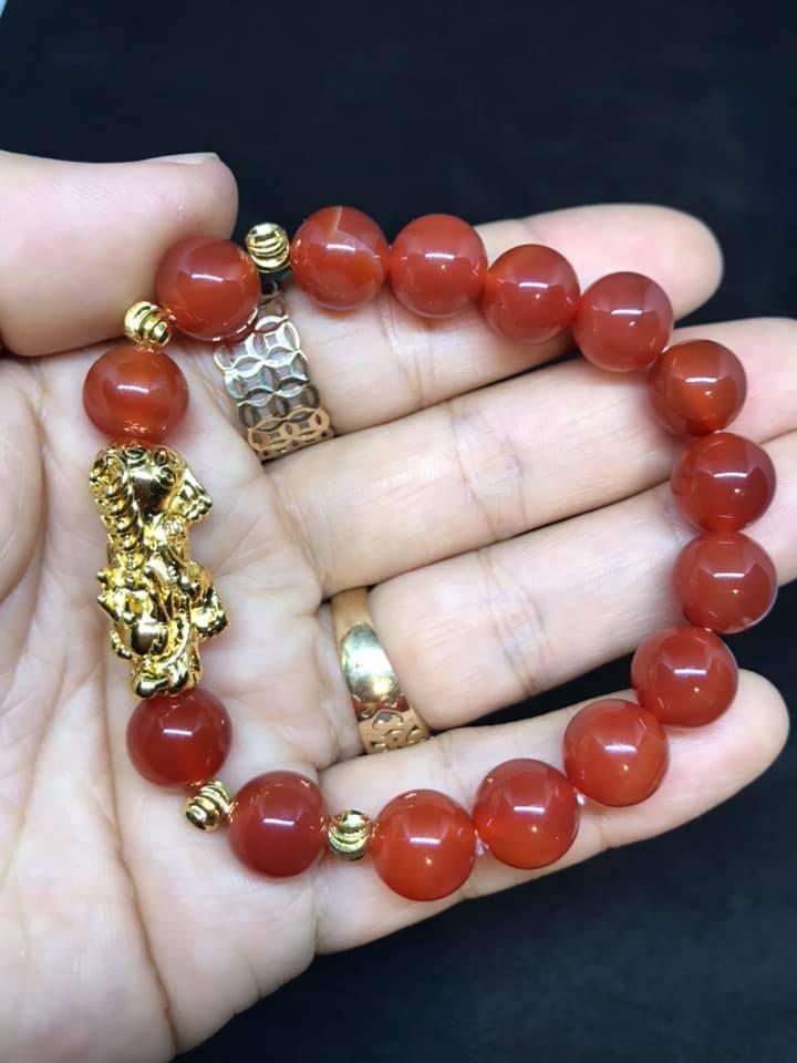 [HCM]VÒNG TAY ĐÃ MÃ NÃO ĐỎ MIX CHARM TỲ HƯU