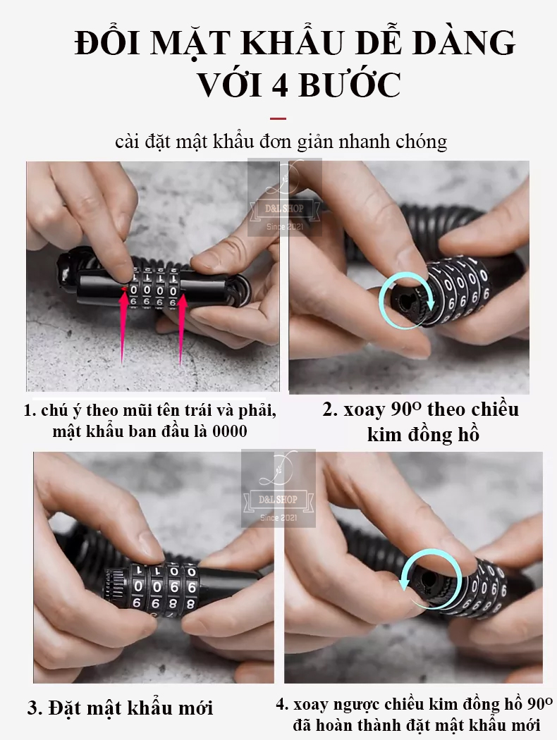 Ổ KHÓA SỐ 1 ĐẦU NHỎ (Khóa MŨ BẢO HIỂM-Xe Đạp - Chống Trộm)