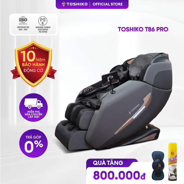 Ghế massage toàn thân Toshiko T86, Con lăn 4D massage di chuyển dọc cơ thể