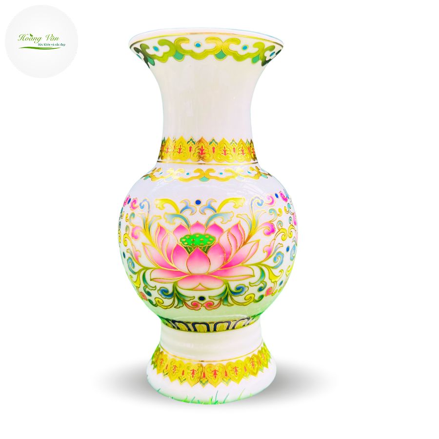 Bình hoa thờ cúng gốm sứ Hoa sen đỏ