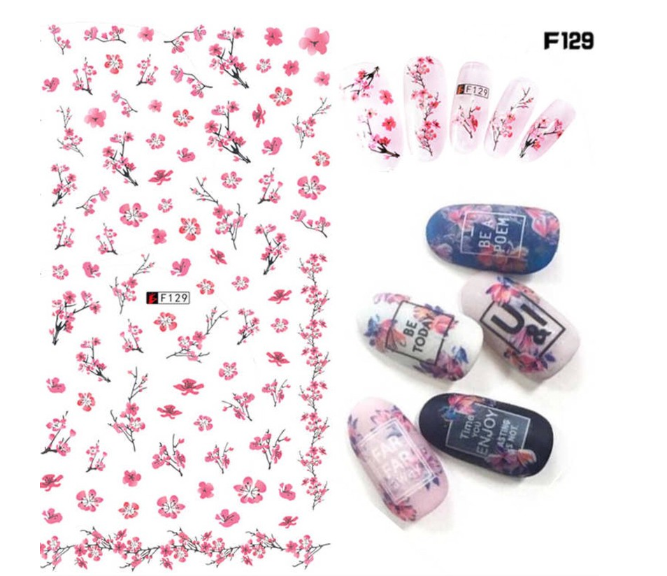 [HCM]Miếng Dán Móng Tay 3D Nail Sticker Tráng Trí Hoạ Tiết Bông Hoa F197