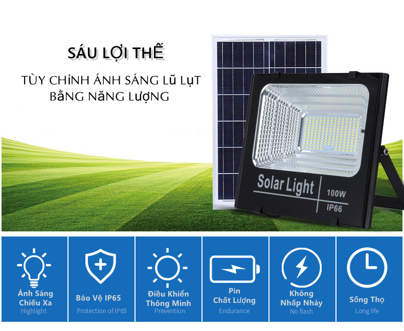 Đèn led pha năng lượng mặt trời 30W Bảo hành 12 tháng