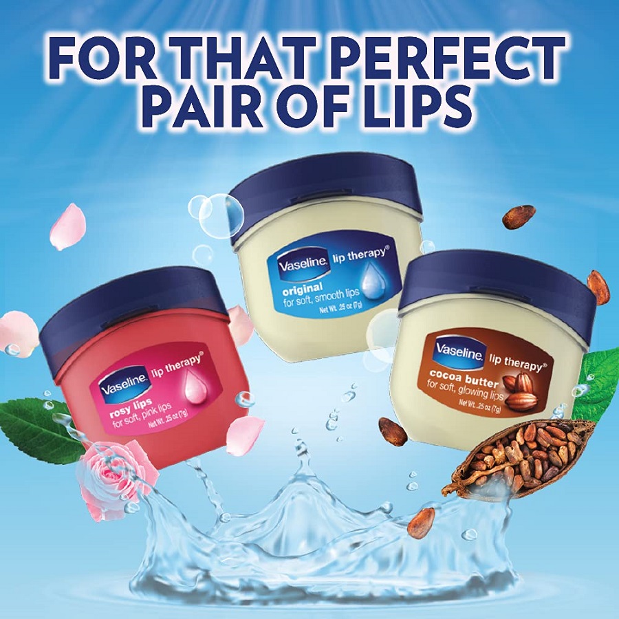 Sáp Dưỡng Môi Vaseline Dưỡng Ẩm Đa Nắng Giúp Môi Hồng Xinh, Giảm Khô Nẻ Vaseline Lip Therapy Rosy | Original 7g