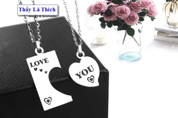 Necklaces couple stainless steel heart shape carved letters love you and 5 White Heart (2 wire + Face as picture)-price for sale as above is 1 pair as picture