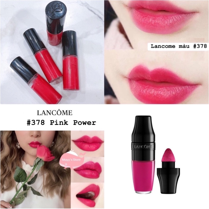 Son kem lì lancome màu 378 pink power minisize unbox