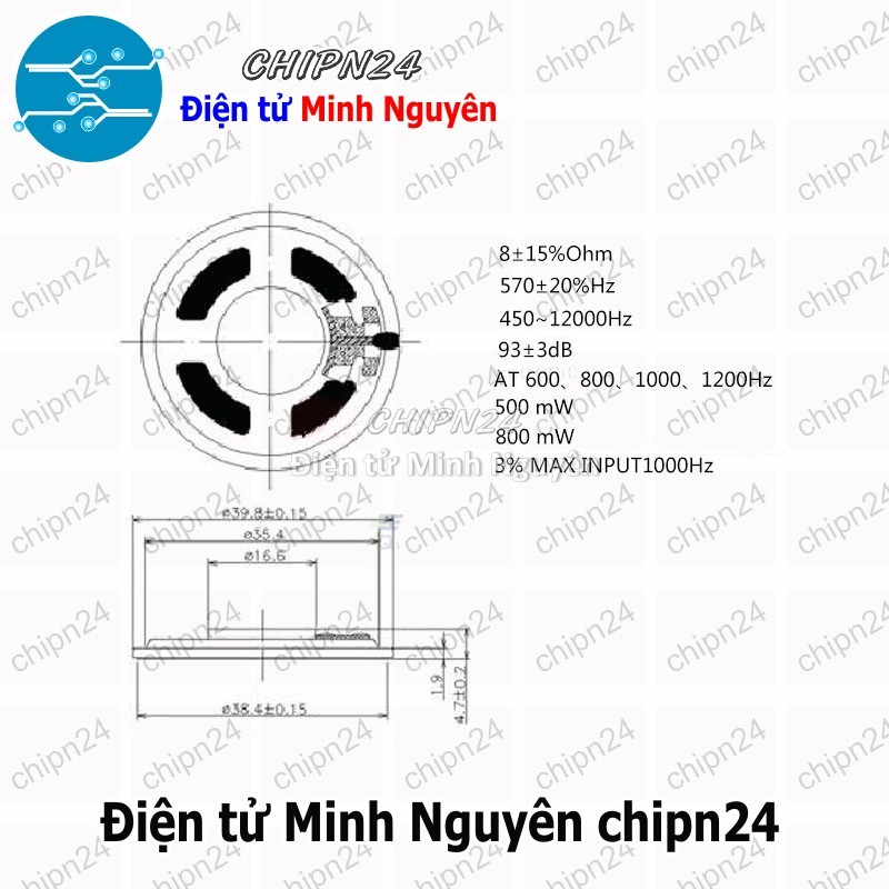 [2 cái] Loa tròn 8R 0.5W (20mm/23mm/28mm/30mm/36mm/40mm) - [Chọn Loại] - HHH.00204
