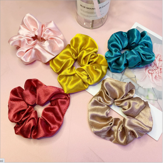 Dây Cột Tóc Scrunchies Vải Trơn Bóng