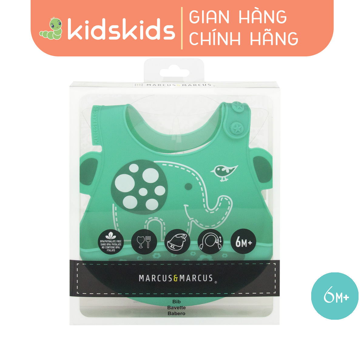 Yếm silicon ăn dặm cho bé Marcus & Marcus, từ 6 tháng - Ollie