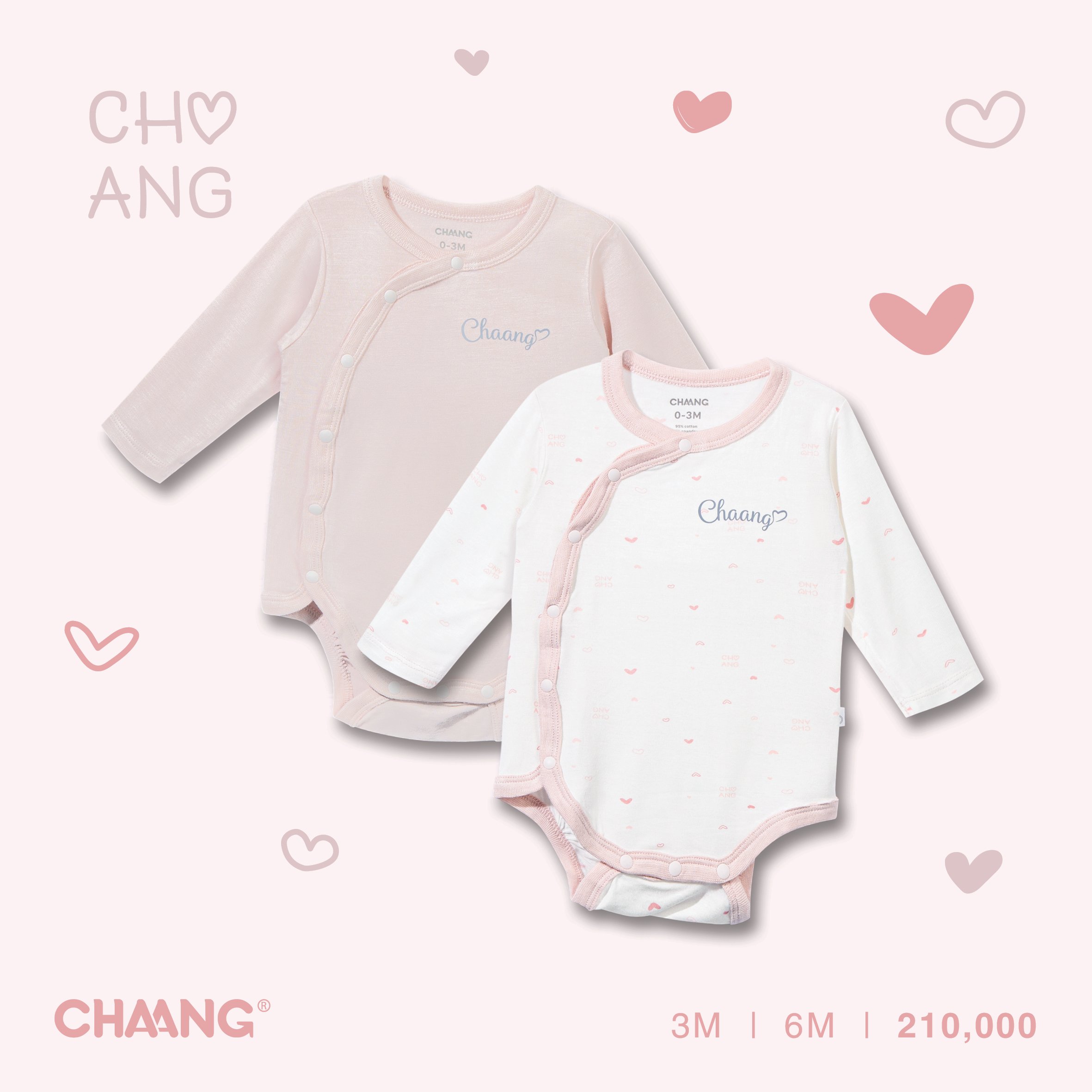 Set 2 bodychip dài tay cúc chéo trẻ em Chaang