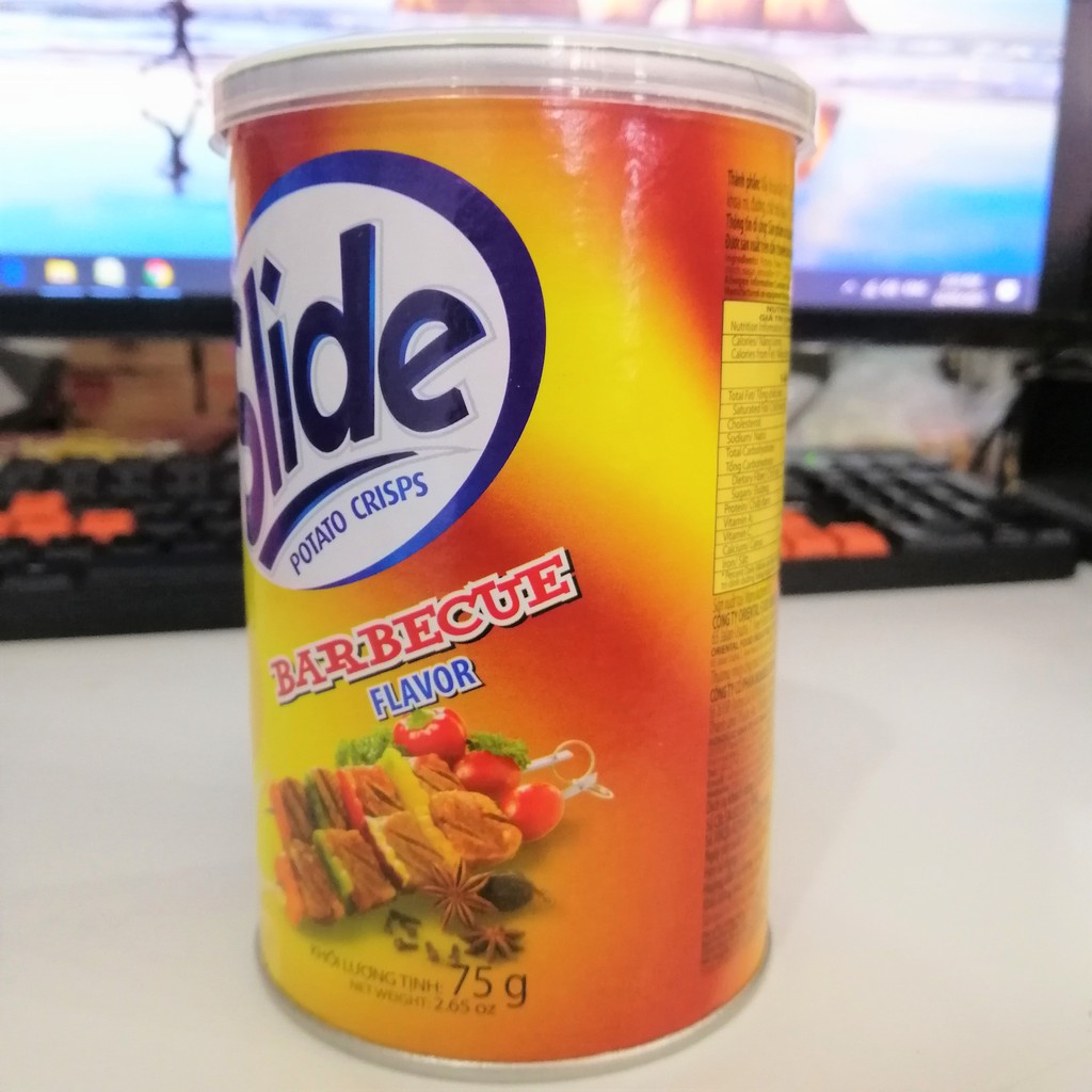 Snack Khoai Tây Slide Vị Thịt Nướng (Lon 65g)