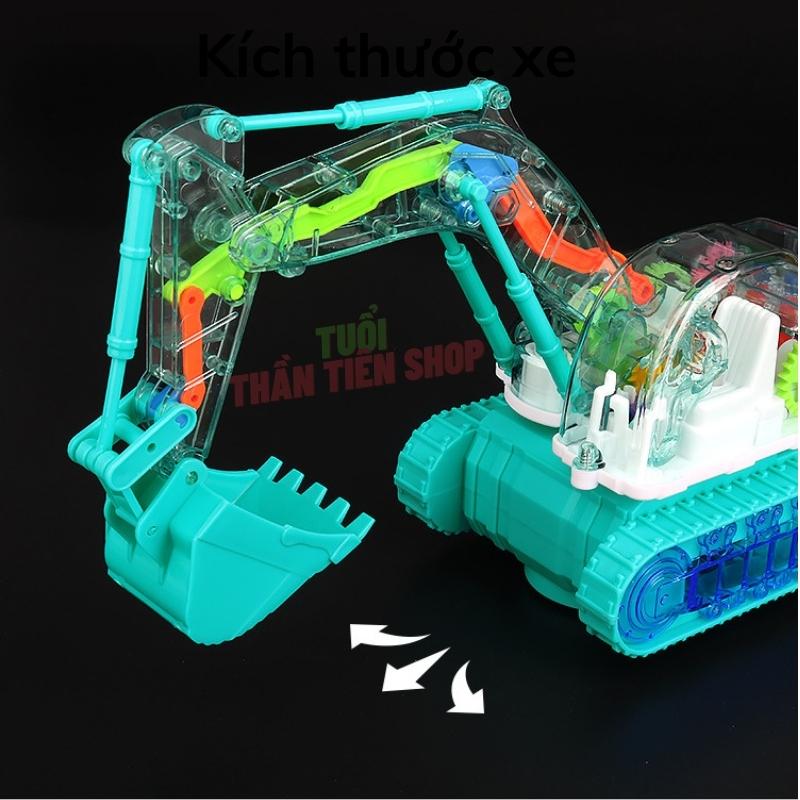 Đồ chơi trẻ em xe cần cẩu ,máy xúc chạy PIN, trong suốt, có đèn, có nhạc, âm thanh, ánh sáng