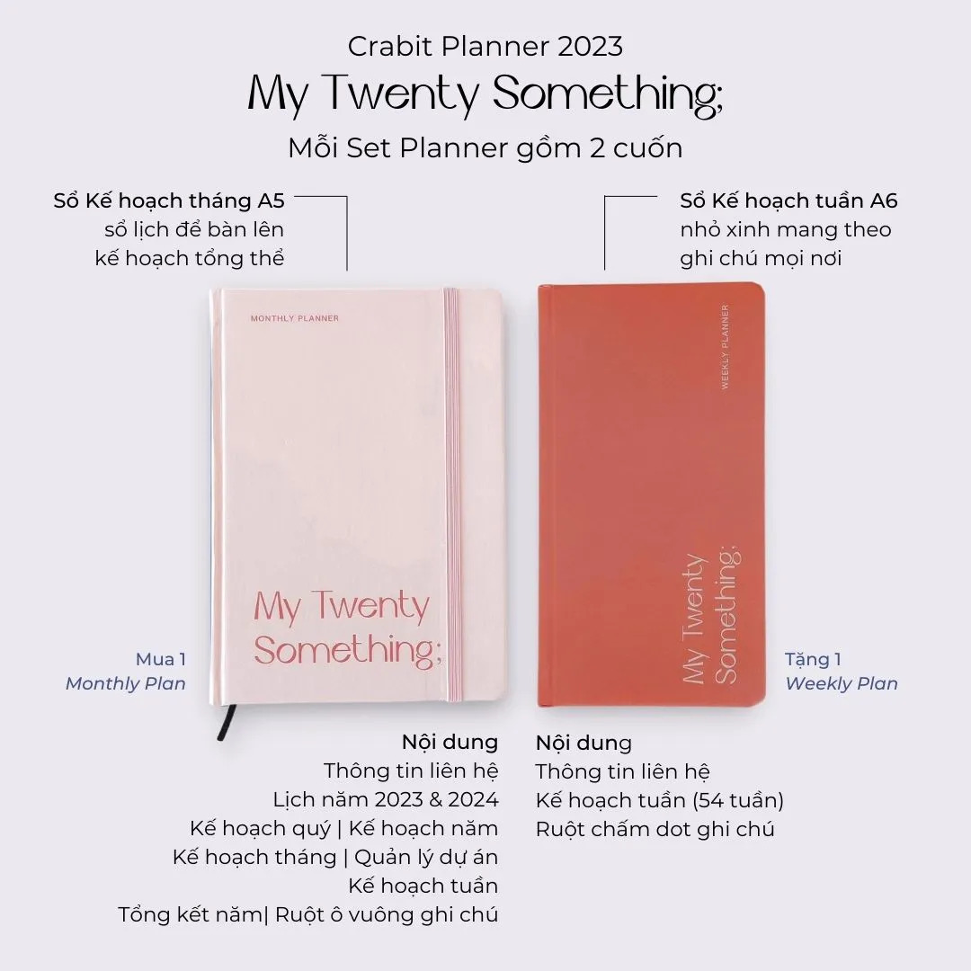 Sổ planner lập kế hoạch 2023 Crabit My Twenty Something