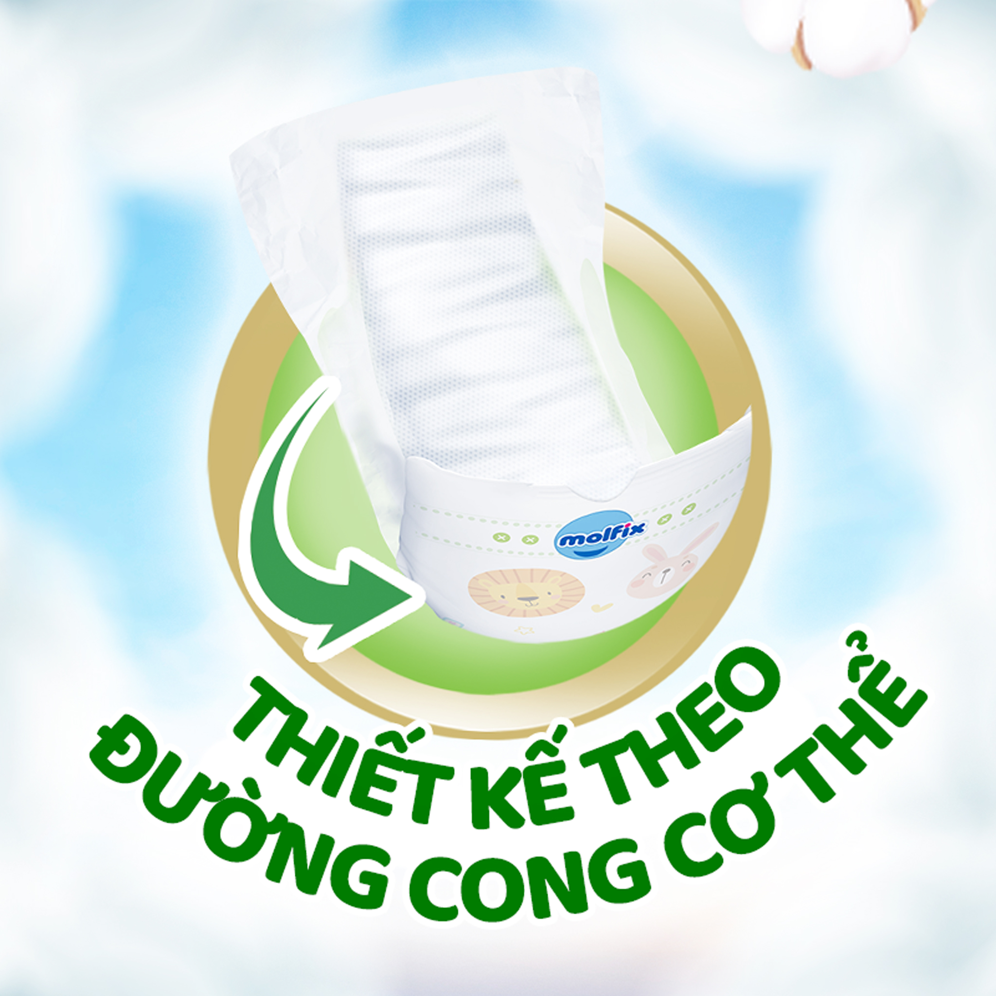 Tã/bỉm dán Molfix Thiên nhiên Jumbo S (4kg - 8kg) - Gói 56+8 miếng