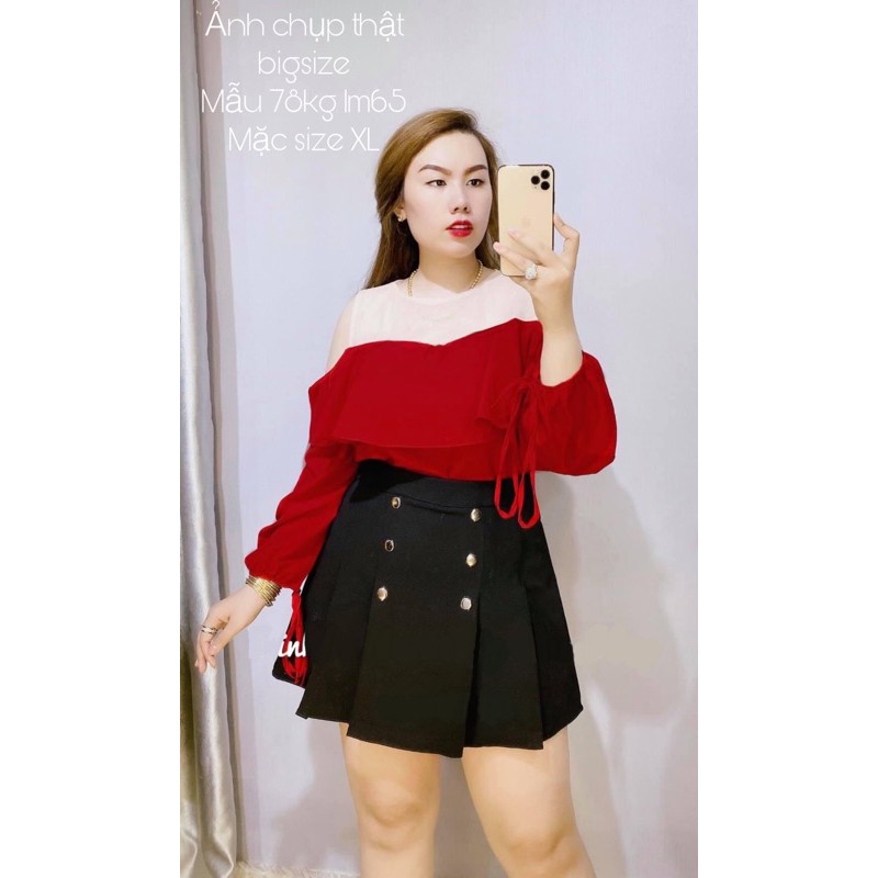 [HCM]Set Áo Rớt Vai + Chân Váy Bigsize 60-90Kg (Có Size)