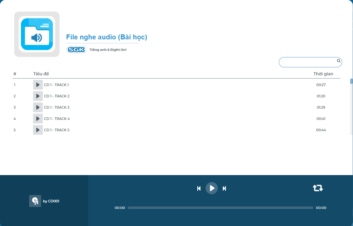 [E-BOOK] Tiếng Anh 6 Right on! File nghe audio Bài học