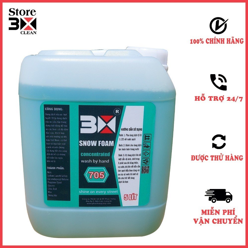 ( CAN 5 LÍT ) CAN BỌT TUYẾT RỬA XE ĐẬM ĐẶC 3X 705 5 LÍT