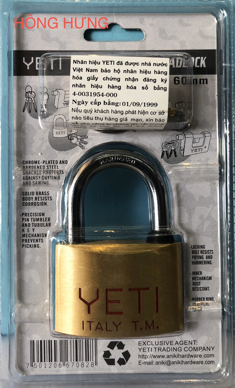 [HCM]KHÓA MÓC YETI 60MM THAU BẤM CHÌA ĐIỆN TỬ