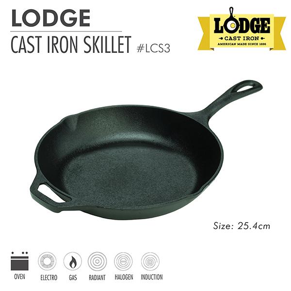 Chảo gang Lodge đầu bếp 25.4 cm An toàn cho sức khỏe, made in USA